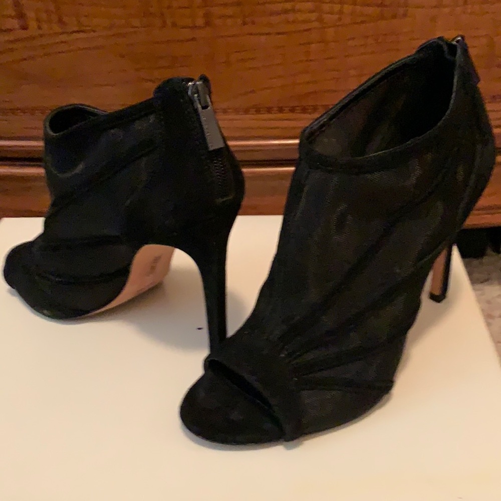 Vince Camuto Open toe high heel textured mesh boots